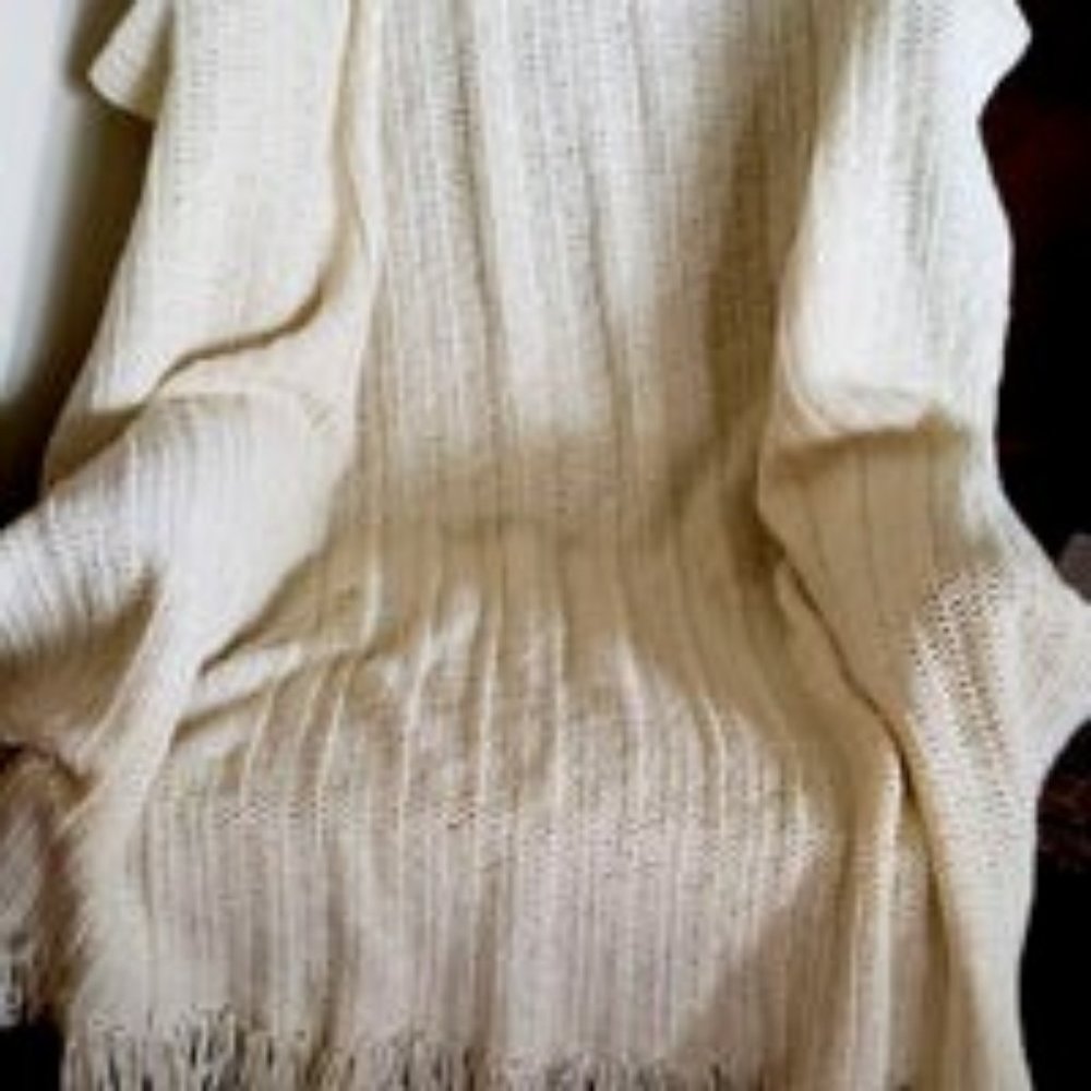 Boho off white blanket 56 inches x 52 in